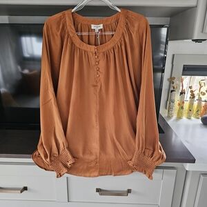 Umgee Women's Orange Blouse with Button Details